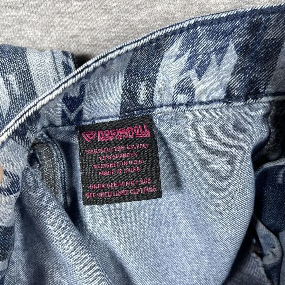 Rock & Roll Denim Jeans Womens 24x34 Blue Crazy Wild Flared Bell Bottoms - Picture 8 of 10